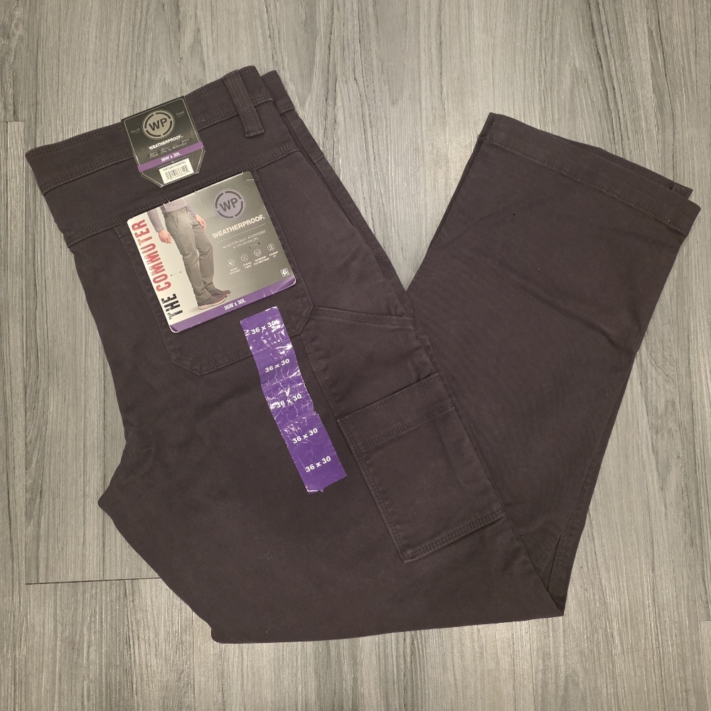 Weatherproof Men's Commuter 7 Pocket Pants Stretch Fabric Straight Grey 36Wx30L